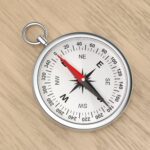 Compass on wood background